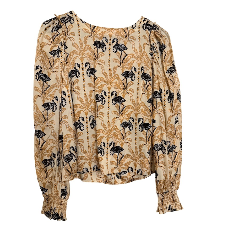 Lilly Pulitzer Women Everglade Top Coconut Flamingo Palm Print XS 014468